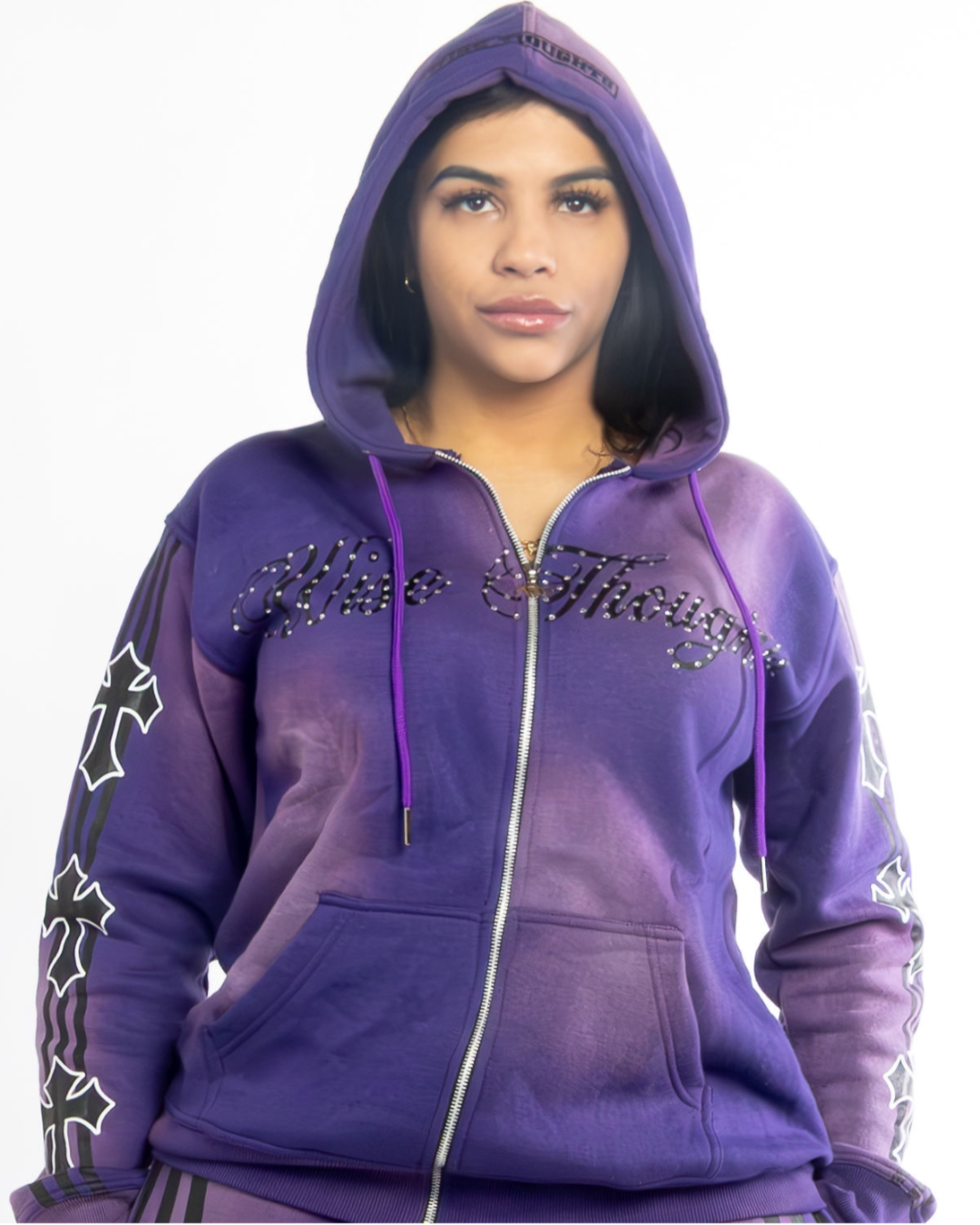 Midnight Vision ‘Wise Thoughts’ Rhinestone Hoodie