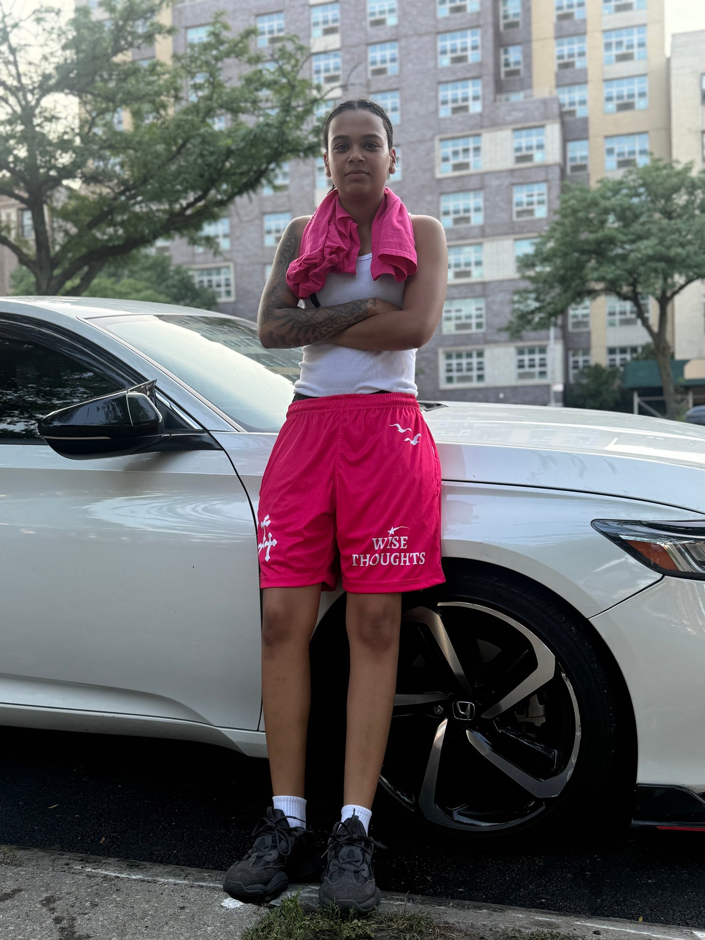 Raspberry Pop “Wise Thoughts” Mesh Shorts