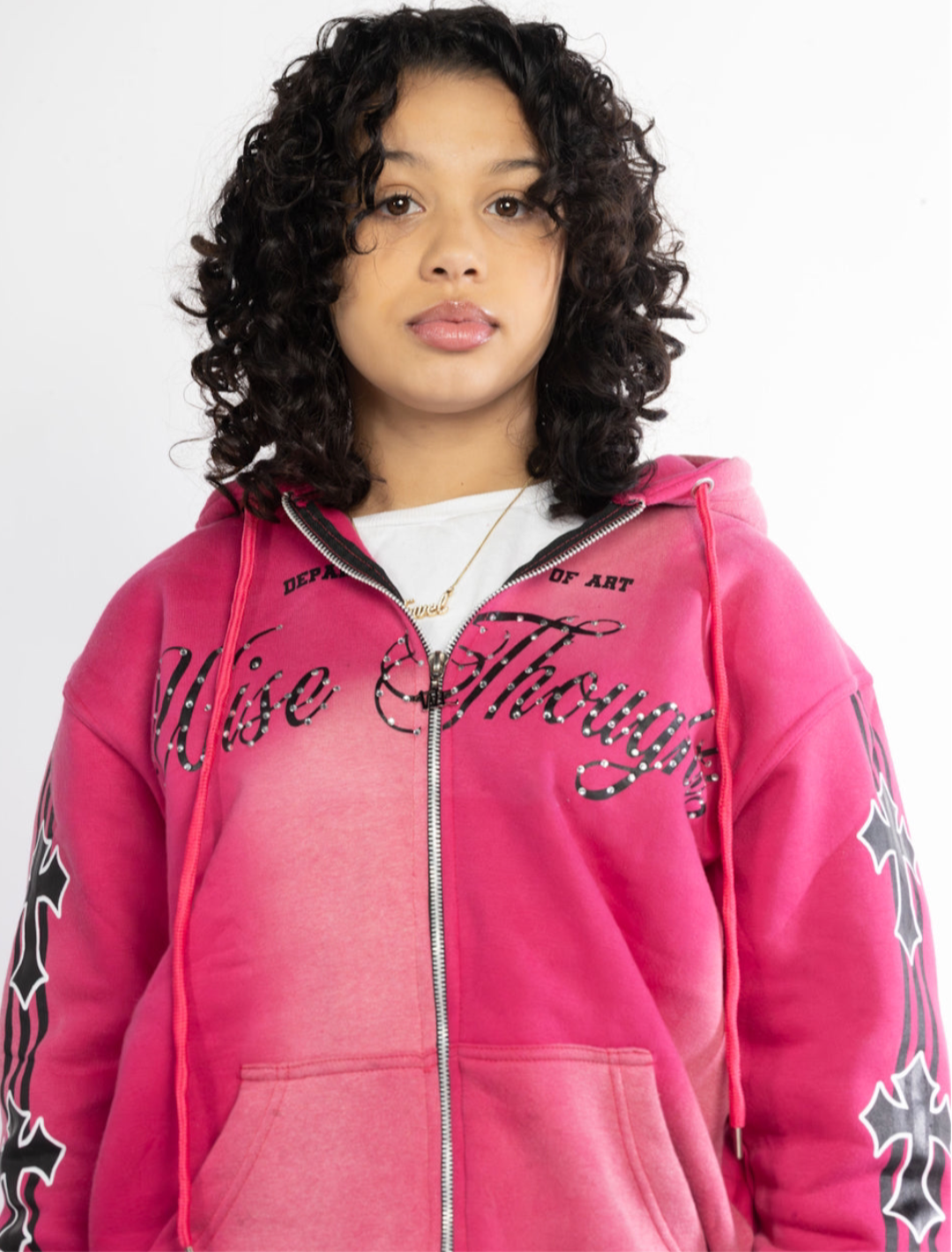 Pink Ice ‘Wise Thoughts’ RhineStone Zip Hoodie