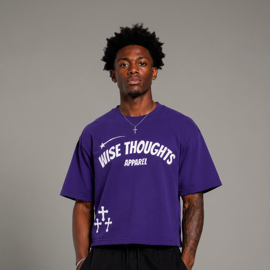 Violet Mist “Wise Thoughts” Oversized Crop Tee
