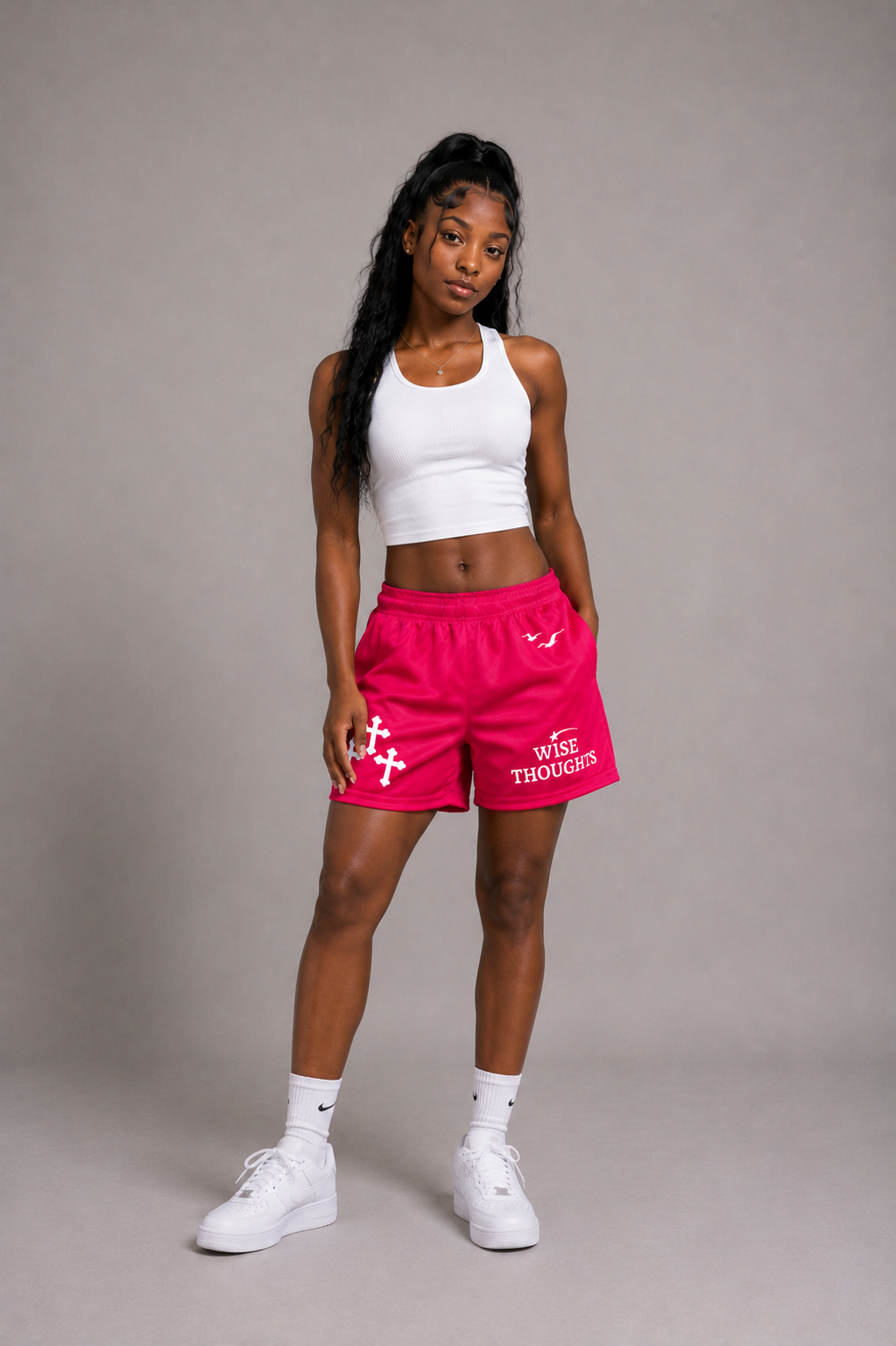 Raspberry Pop “Wise Thoughts” Mesh Shorts