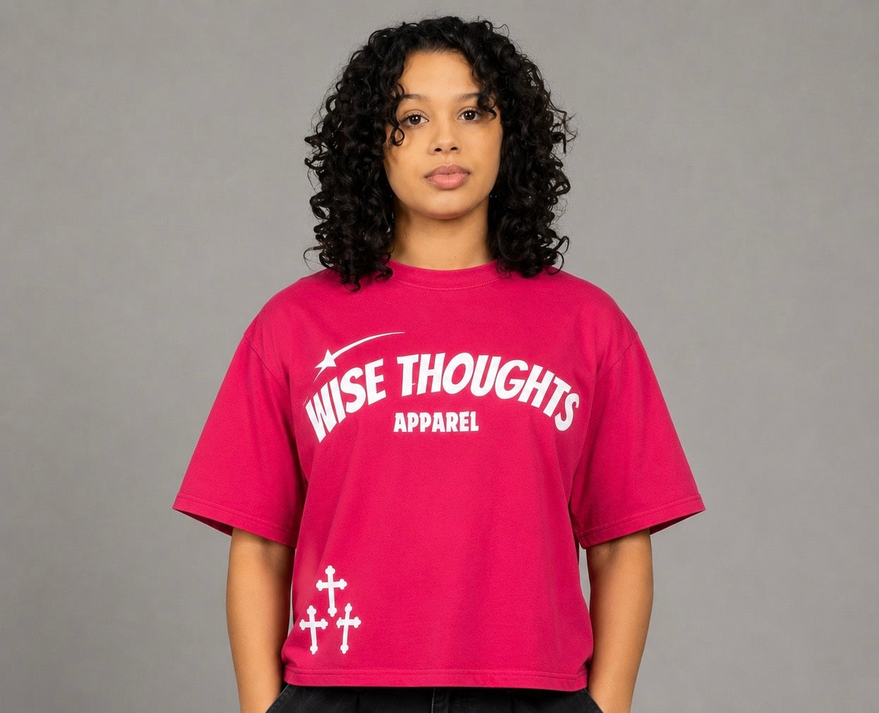 Bubble Gum “Wise Thoughts” Oversized Crop Tee