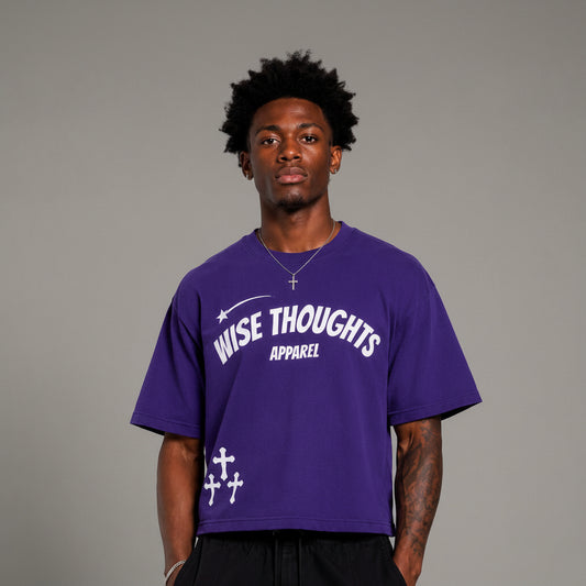 Violet Mist “Wise Thoughts” Oversized Crop Tee