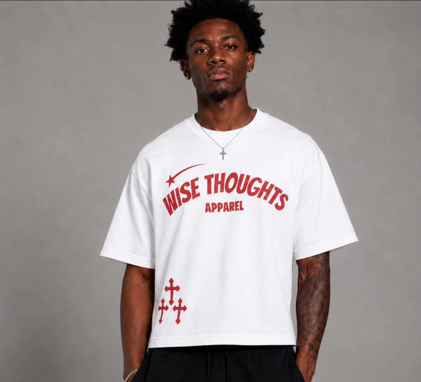 Cherry Ink “Wise Thoughts” Oversized Crop Tee