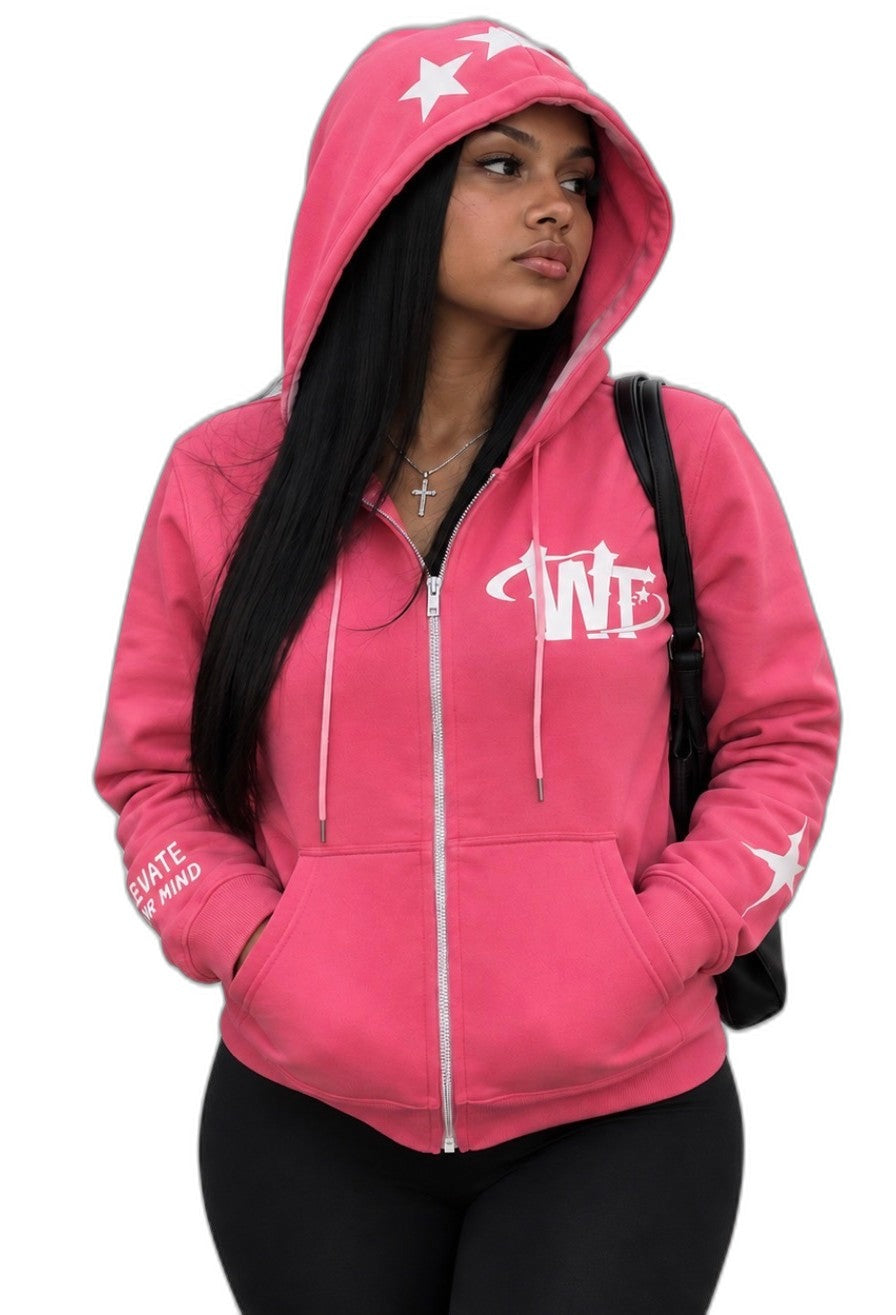 Wise Thoughts 3D Puff Print Hoodie - Bubblegum