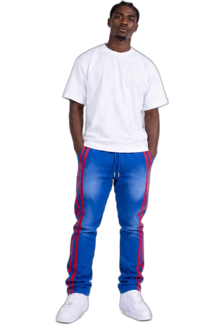 Wise Thoughts Apparel Sweatpants - Blue/Red Stripe