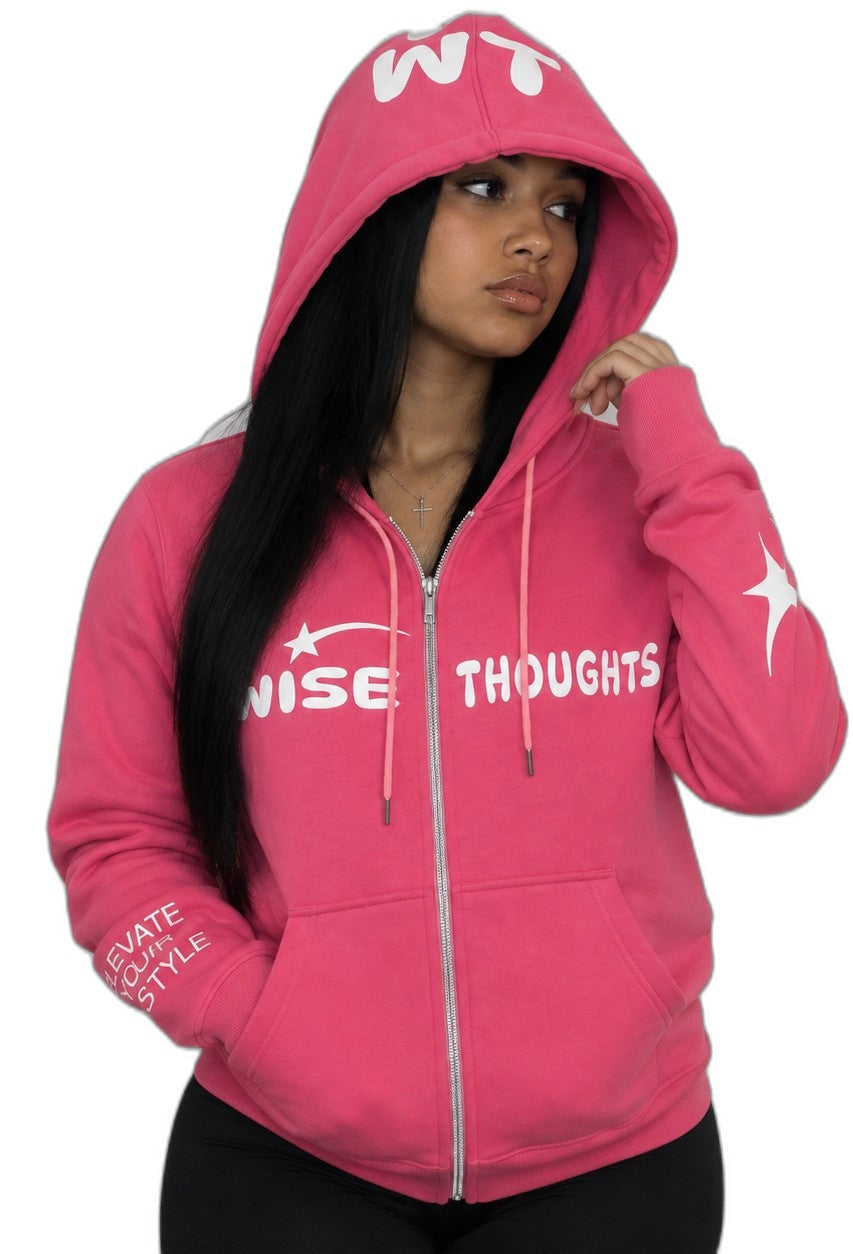 Wise Thoughts Wordmark Hoodie - Pink Lemonade